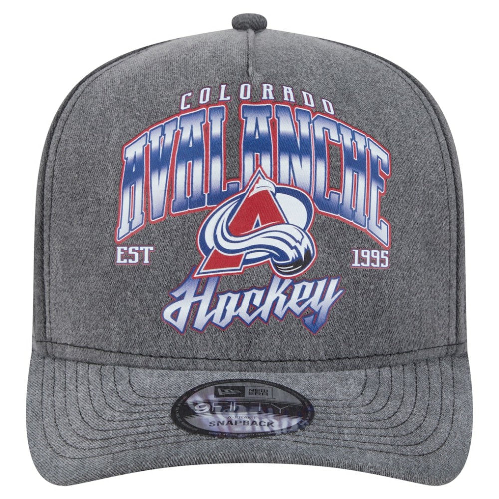 Colorado Avalanche New Era Throwback Washed A-Frame Pre-Curved 9FIFTY Snapback Hat - Charcoal - NHL