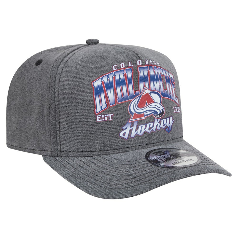 Colorado Avalanche New Era Throwback Washed A-Frame Pre-Curved 9FIFTY Snapback Hat - Charcoal - NHL