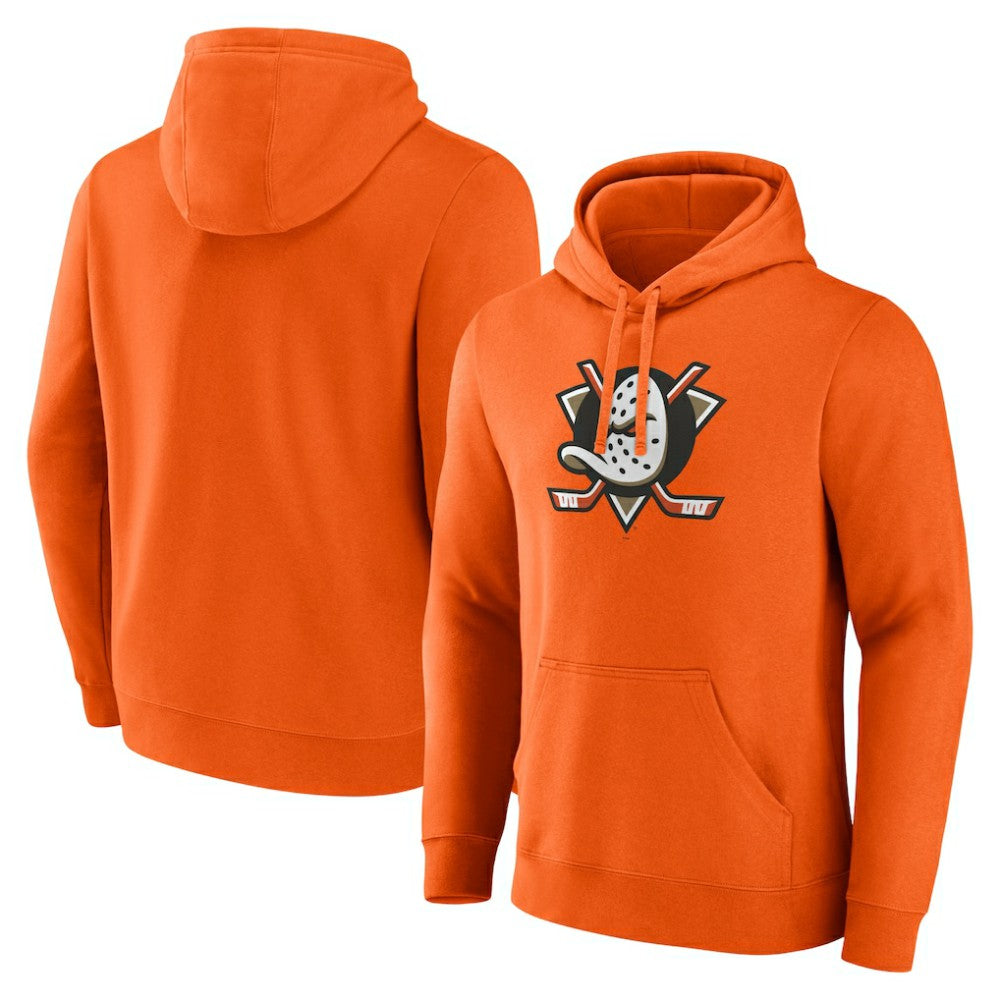 Anaheim Ducks Fanatics Primary Logo Fleece Pullover Hoodie - Orange - NHL