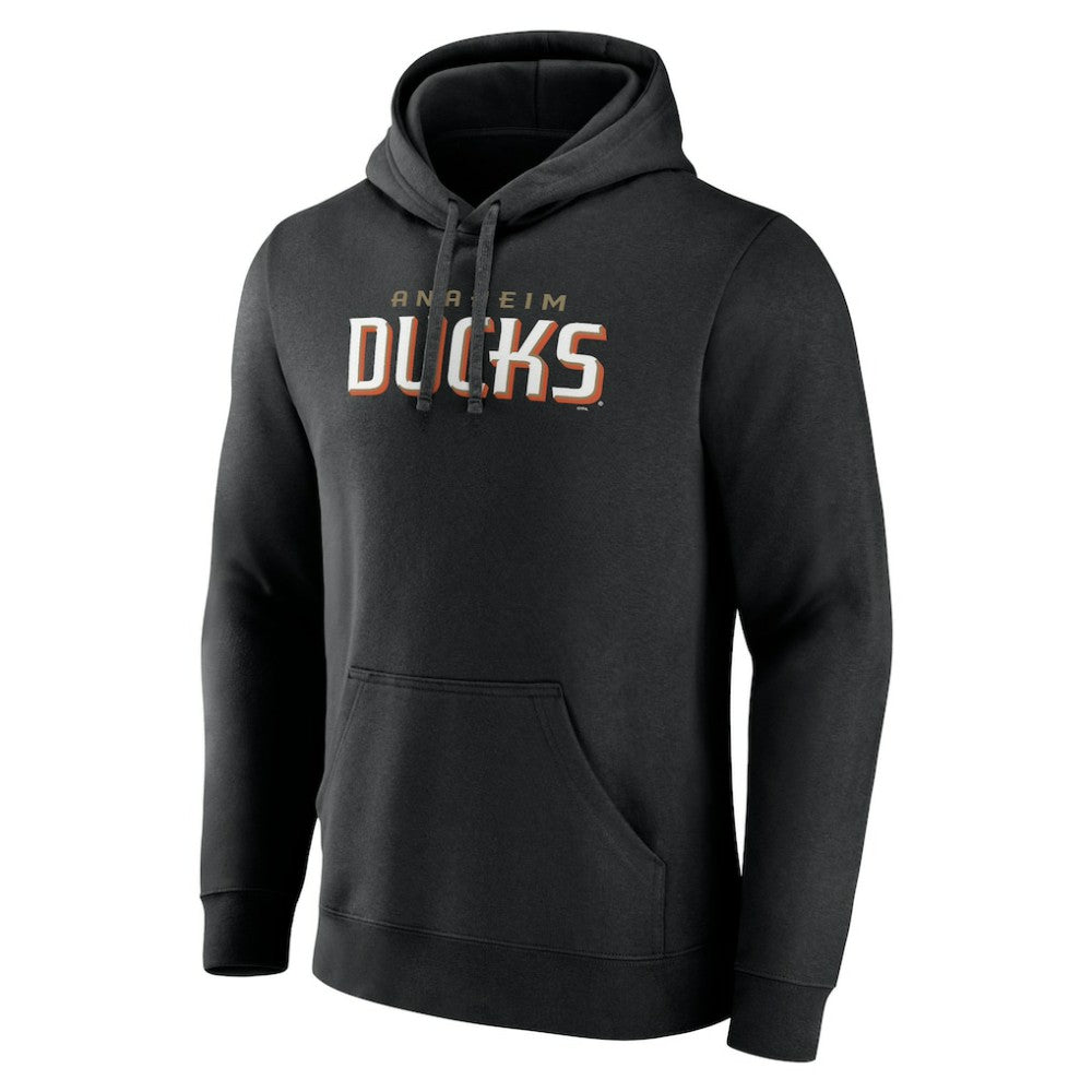 Anaheim Ducks Fanatics Wordmark Logo Fleece Pullover Hoodie - Black - NHL