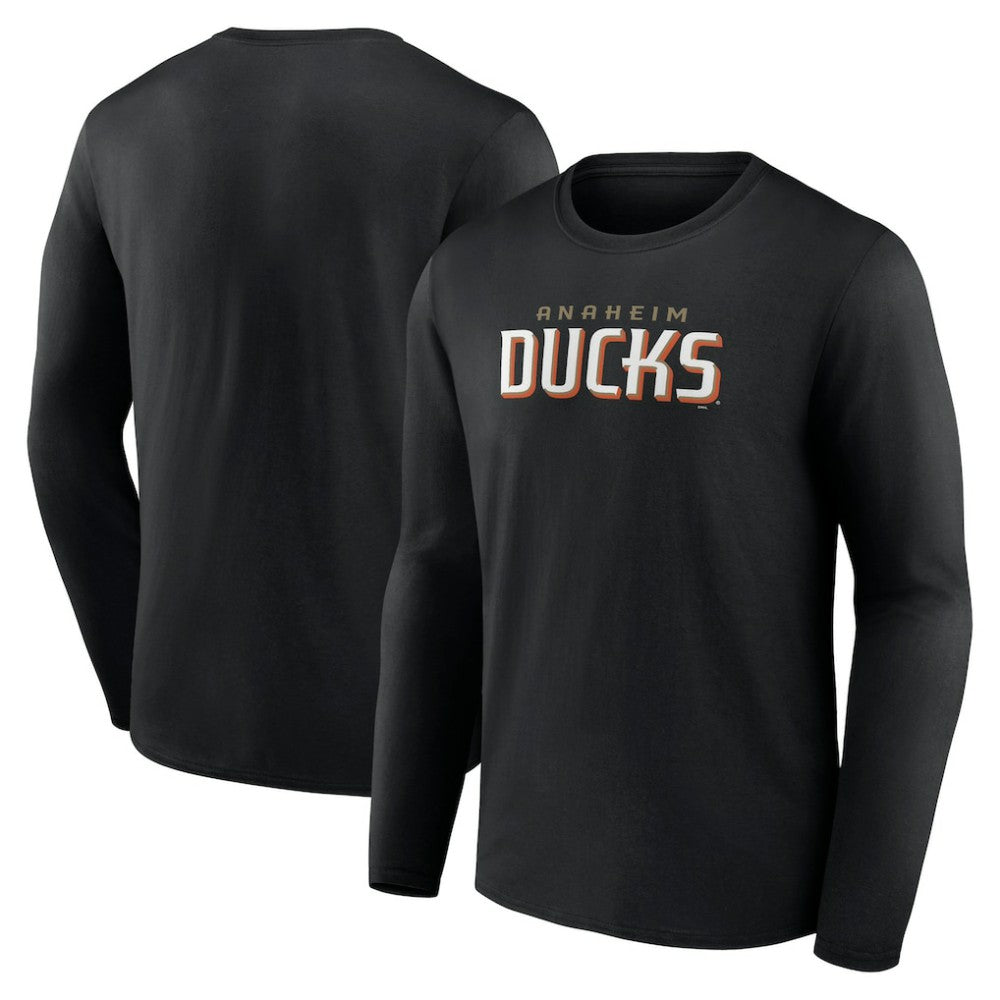 Anaheim Ducks Fanatics Wordmark Logo Long Sleeve T-Shirt - Black - NHL