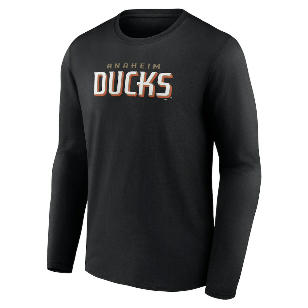 Anaheim Ducks Fanatics Wordmark Logo Long Sleeve T-Shirt - Black - NHL