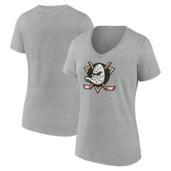 Anaheim Ducks Women's Primary Logo V-Neck T-Shirt – Gray - NHL