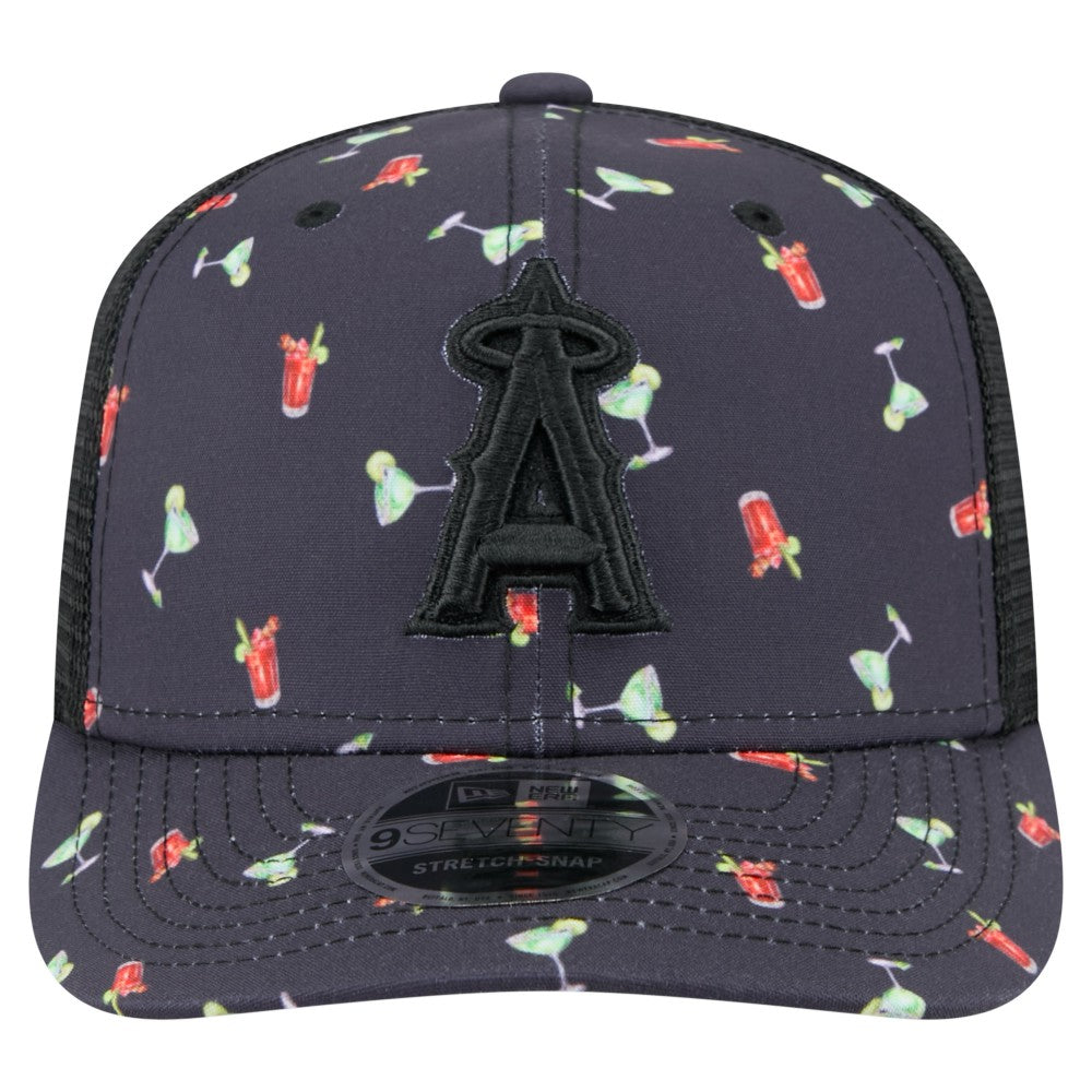 Los Angeles Angels New Era Adventure Drinks Pattern 9SEVENTY Stretch-Snap Hat - MLB
