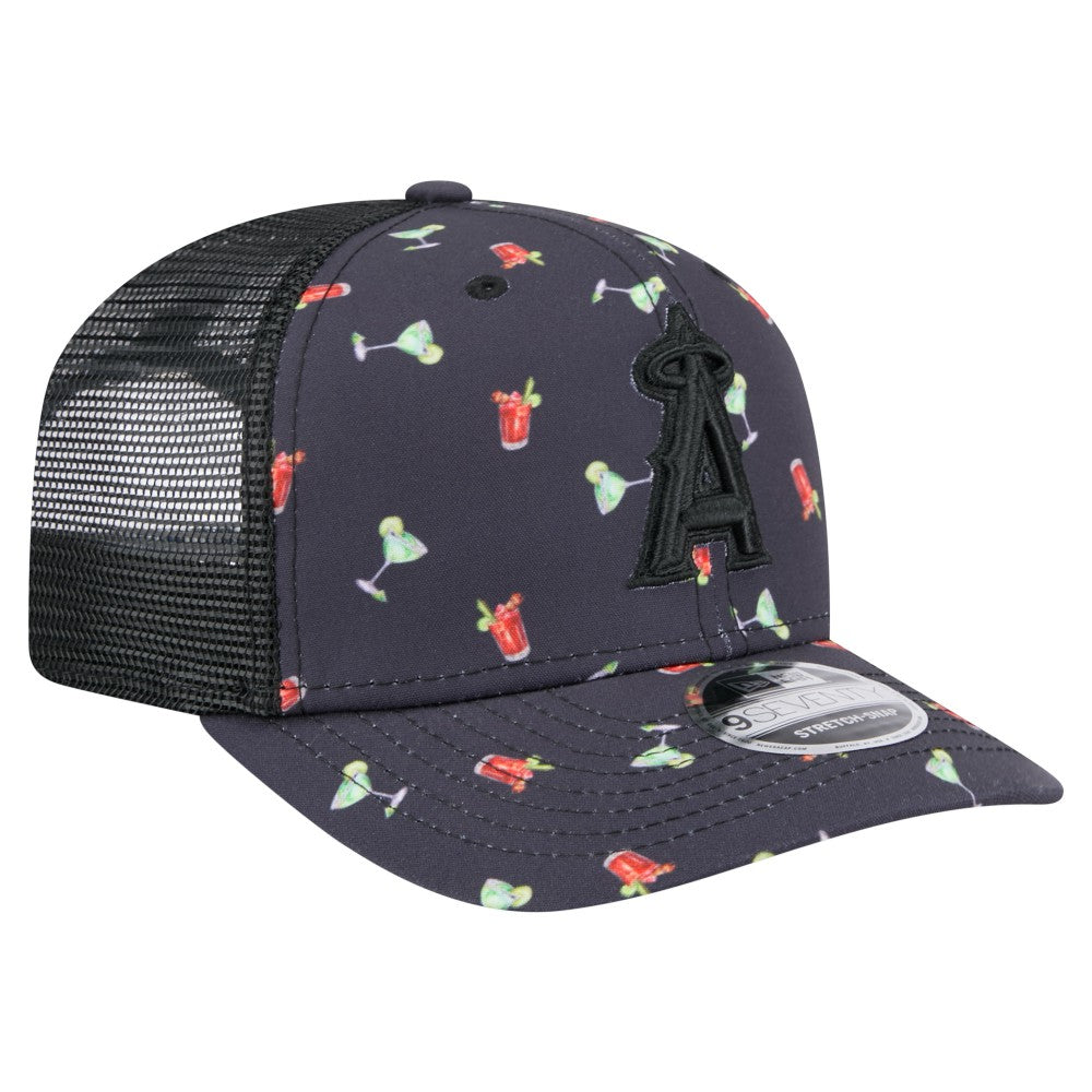 Los Angeles Angels New Era Adventure Drinks Pattern 9SEVENTY Stretch-Snap Hat - MLB