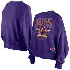 Phoenix Suns Women's Throwback Vintage Enzyme Wash Oversized Boxy Pullover Sweatshirt Purple - NBA