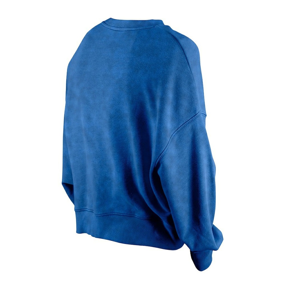 Philadelphia 76ers Women's Throwback Vintage Enzyme Wash Oversized Boxy Pullover Sweatshirt Royal - NBA