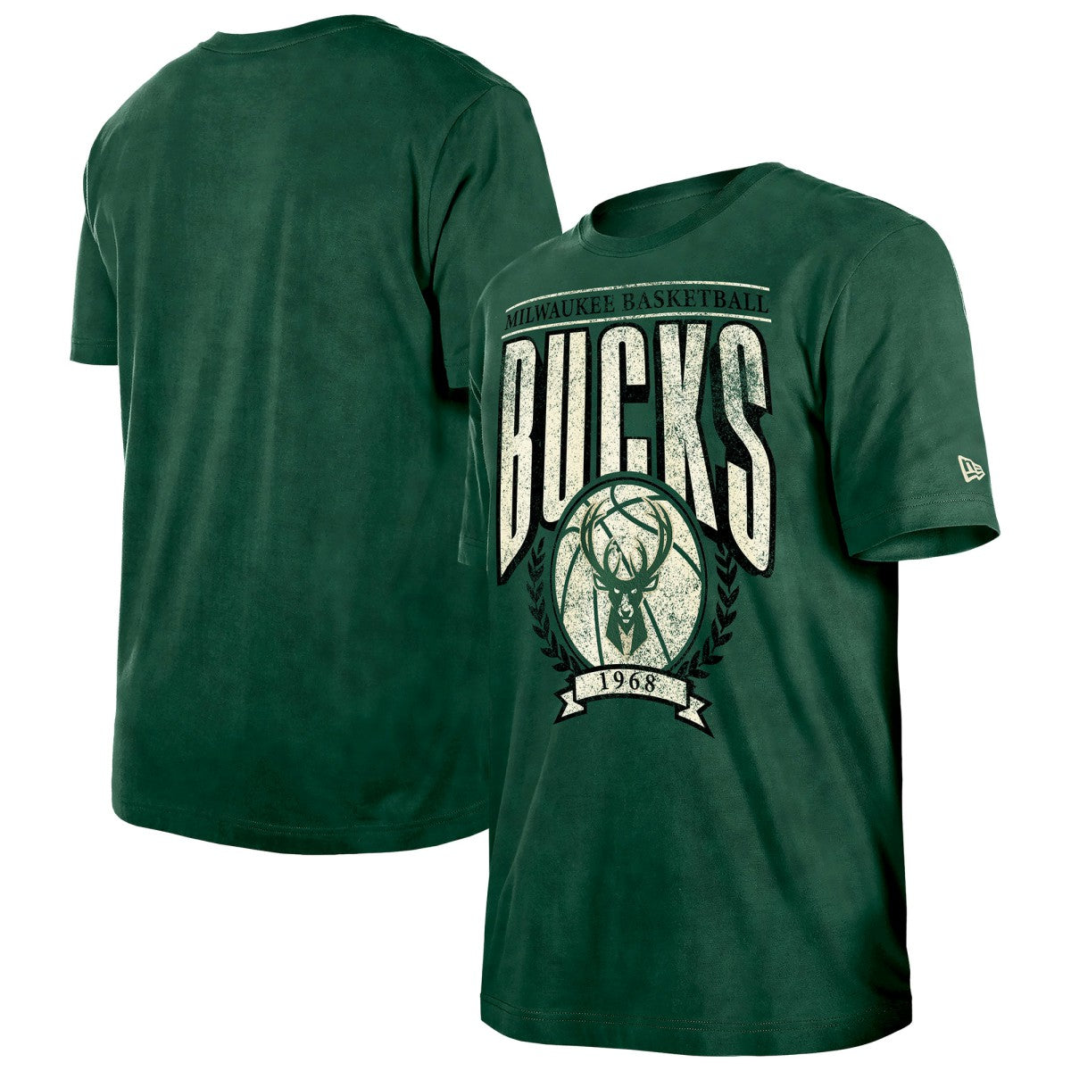 Milwaukee Bucks Throwback Vintage Boxy Mineral Wash T-Shirt Hunter Green - NBA