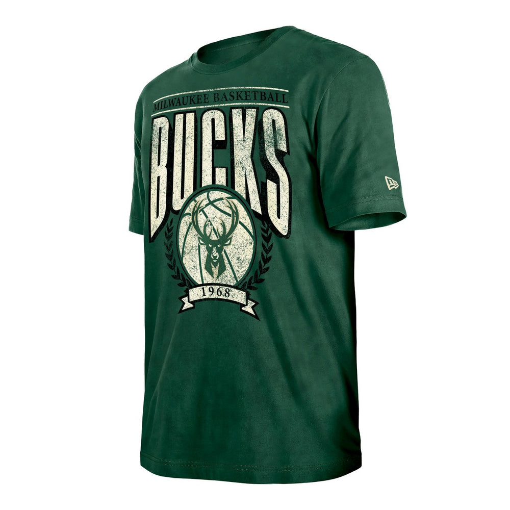 Milwaukee Bucks Throwback Vintage Boxy Mineral Wash T-Shirt Hunter Green - NBA