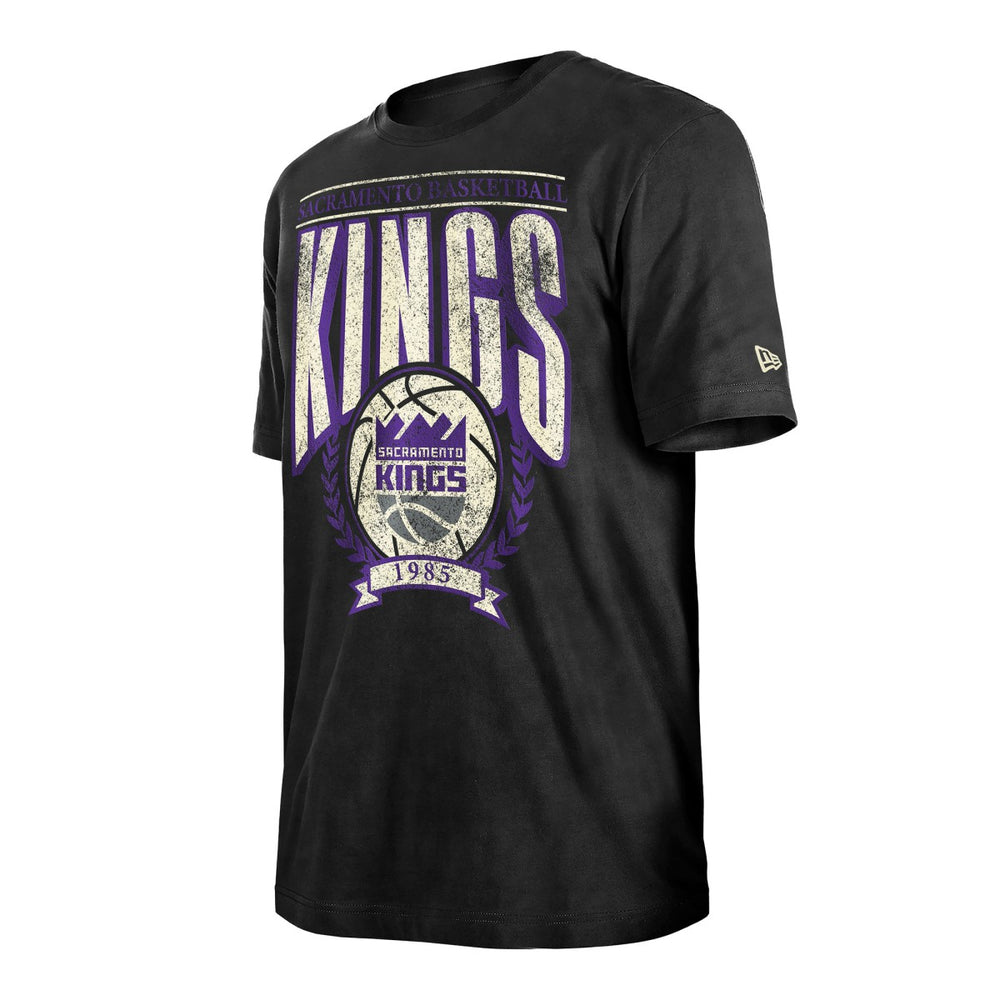Sacramento Kings Throwback Vintage Boxy Mineral Wash T-Shirt Black - NBA