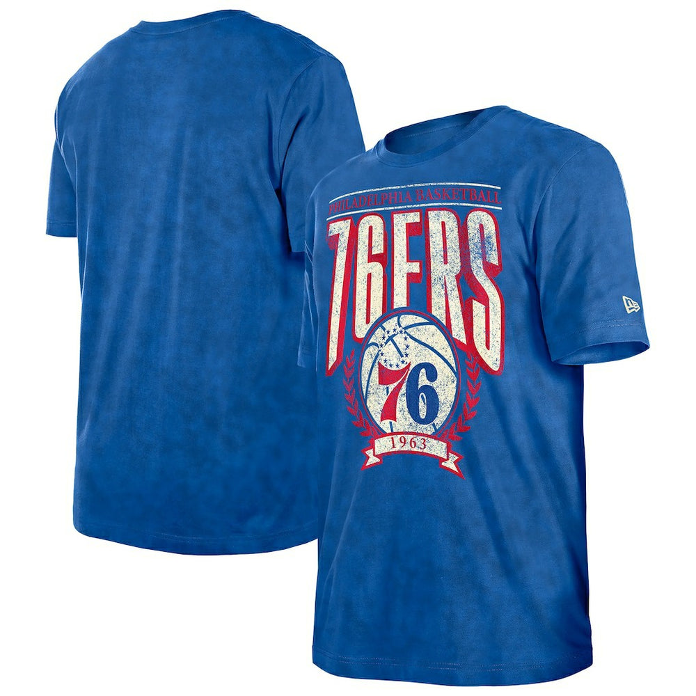 Philadelphia 76ers Throwback Vintage Boxy Mineral Wash T-Shirt Royal - NBA