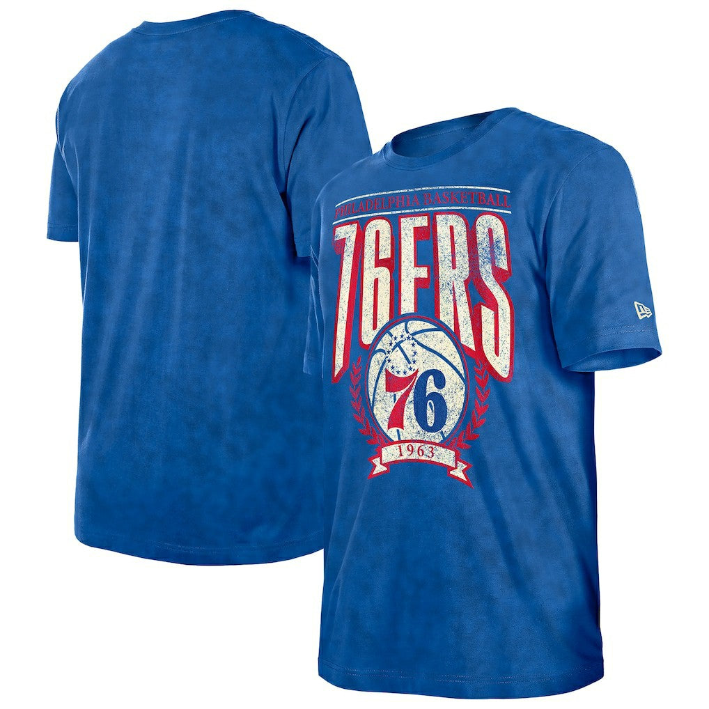 Philadelphia 76ers Throwback Vintage Boxy Mineral Wash T-Shirt Royal - NBA