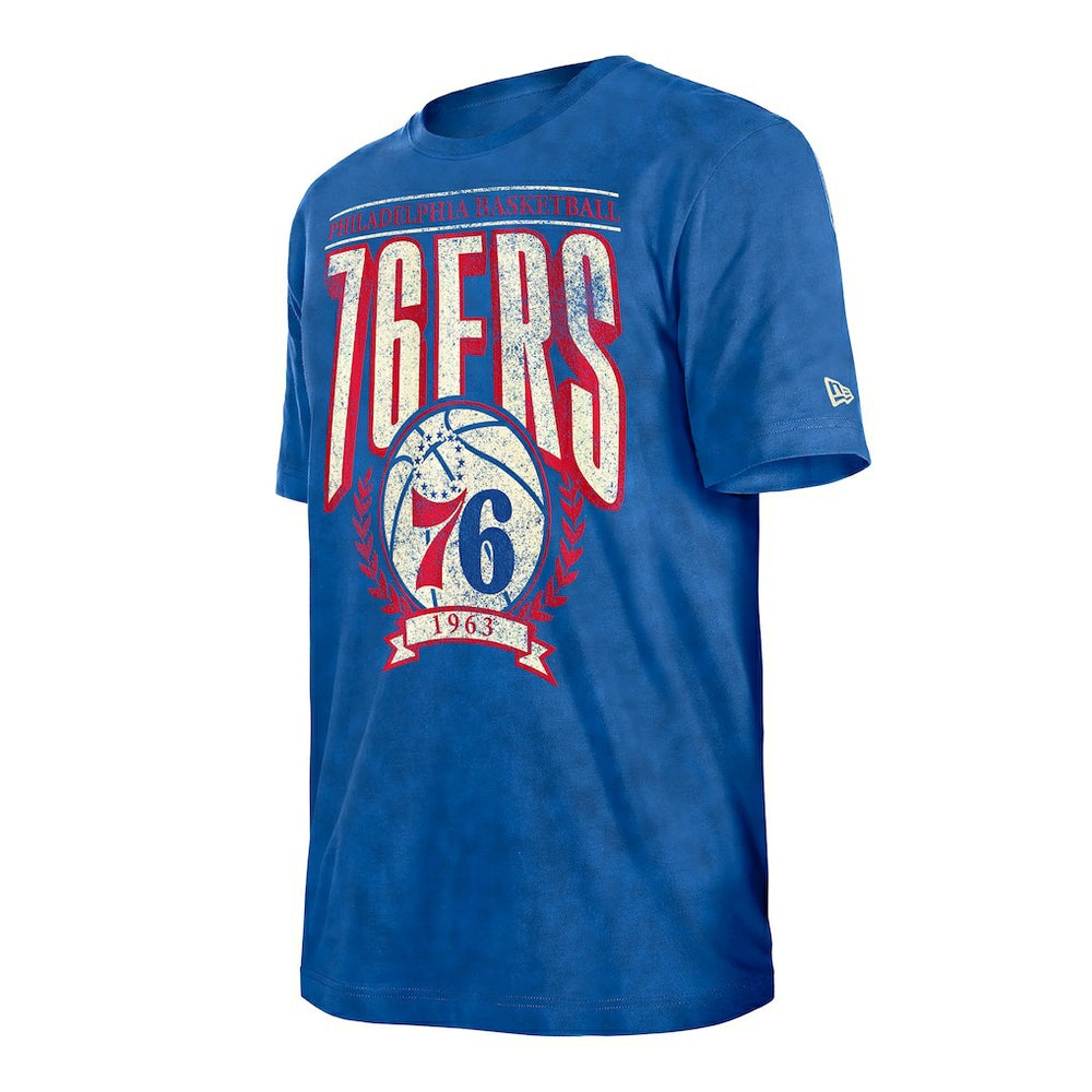 Philadelphia 76ers Throwback Vintage Boxy Mineral Wash T-Shirt Royal - NBA