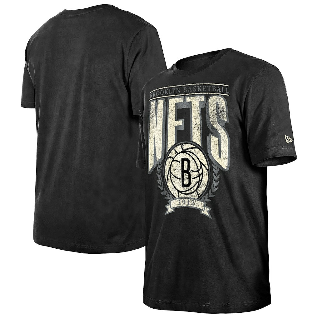 Brooklyn Nets Throwback Vintage Boxy Mineral Wash T-Shirt Black - NBA