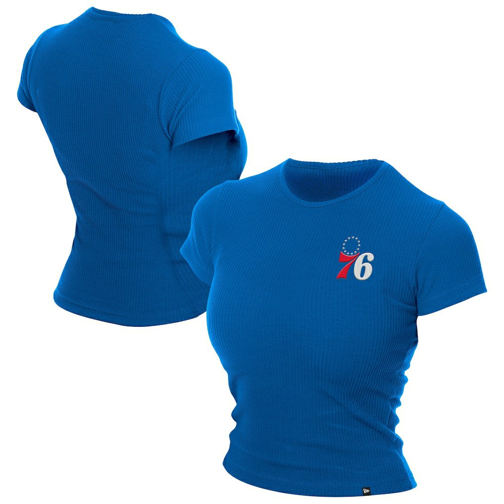 Philadelphia 76ers Women's Leisure Collection Baby Doll Cropped T-Shirt Blue - NBA