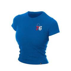 Philadelphia 76ers Women's Leisure Collection Baby Doll Cropped T-Shirt Blue - NBA