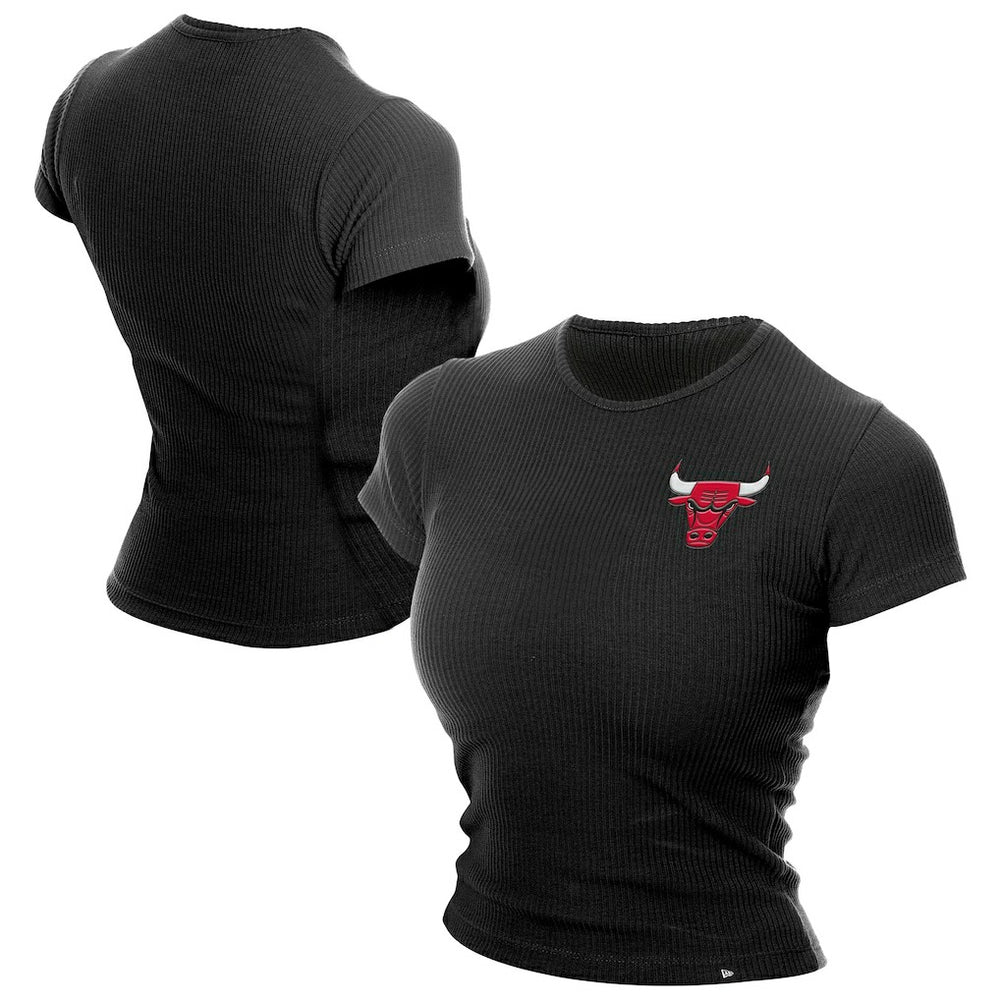 Chicago Bulls Women's Leisure Collection Baby Doll Cropped T-Shirt Black - NBA