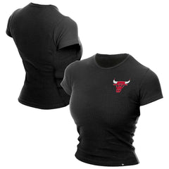 Chicago Bulls Women's Leisure Collection Baby Doll Cropped T-Shirt Black - NBA