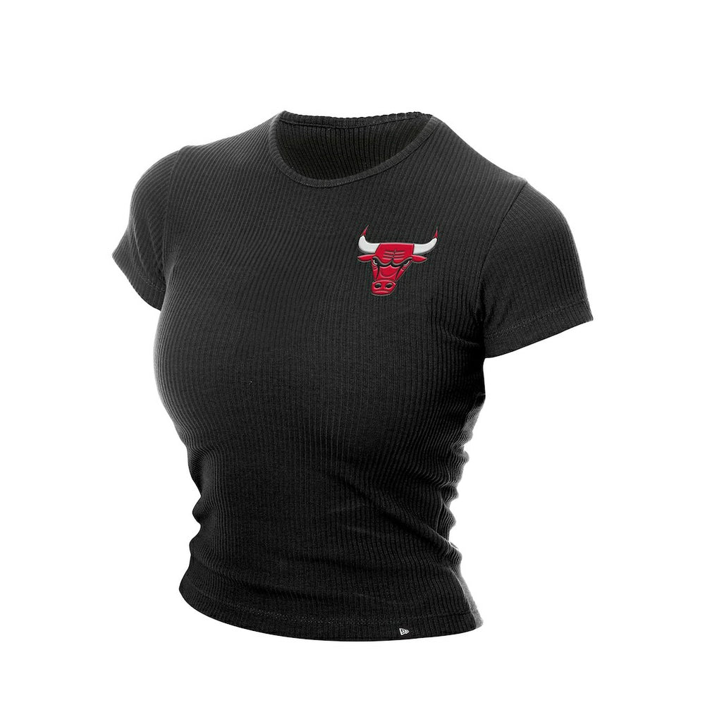 Chicago Bulls Women's Leisure Collection Baby Doll Cropped T-Shirt Black - NBA