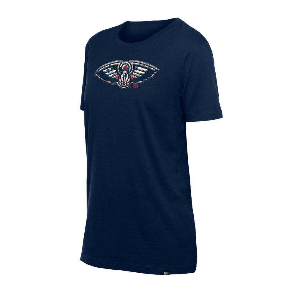 New Orleans Pelicans Women's Glam Game Flower T-Shirt Navy - NBA