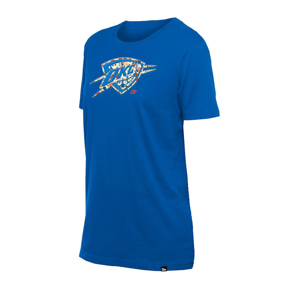 Oklahoma City Thunder Women's Glam Game Flower T-Shirt Blue - NBA