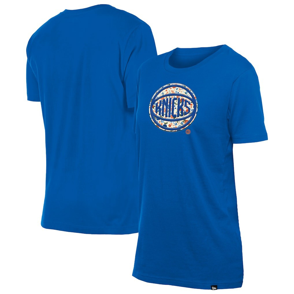 New York Knicks Women's Glam Game Flower T-Shirt Blue - NBA