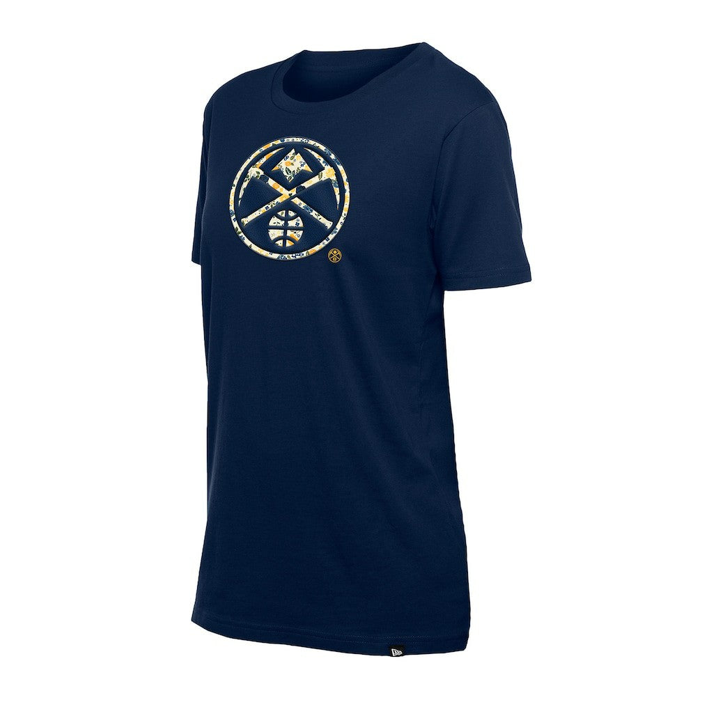 Denver Nuggets Women's Glam Game Flower T-Shirt Navy - NBA