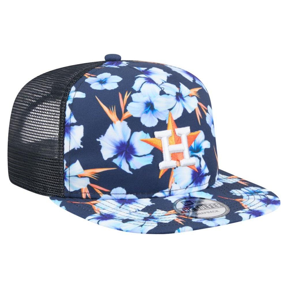 Houston Astros New Era Adventure Pattern Golfer Trucker Snapback Hat - MLB