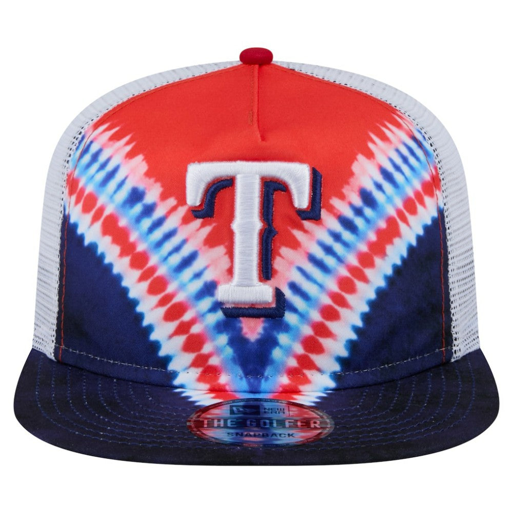 Texas Rangers New Era Tie-Dye Golfer Trucker Adjustable Hat Hats - MLB