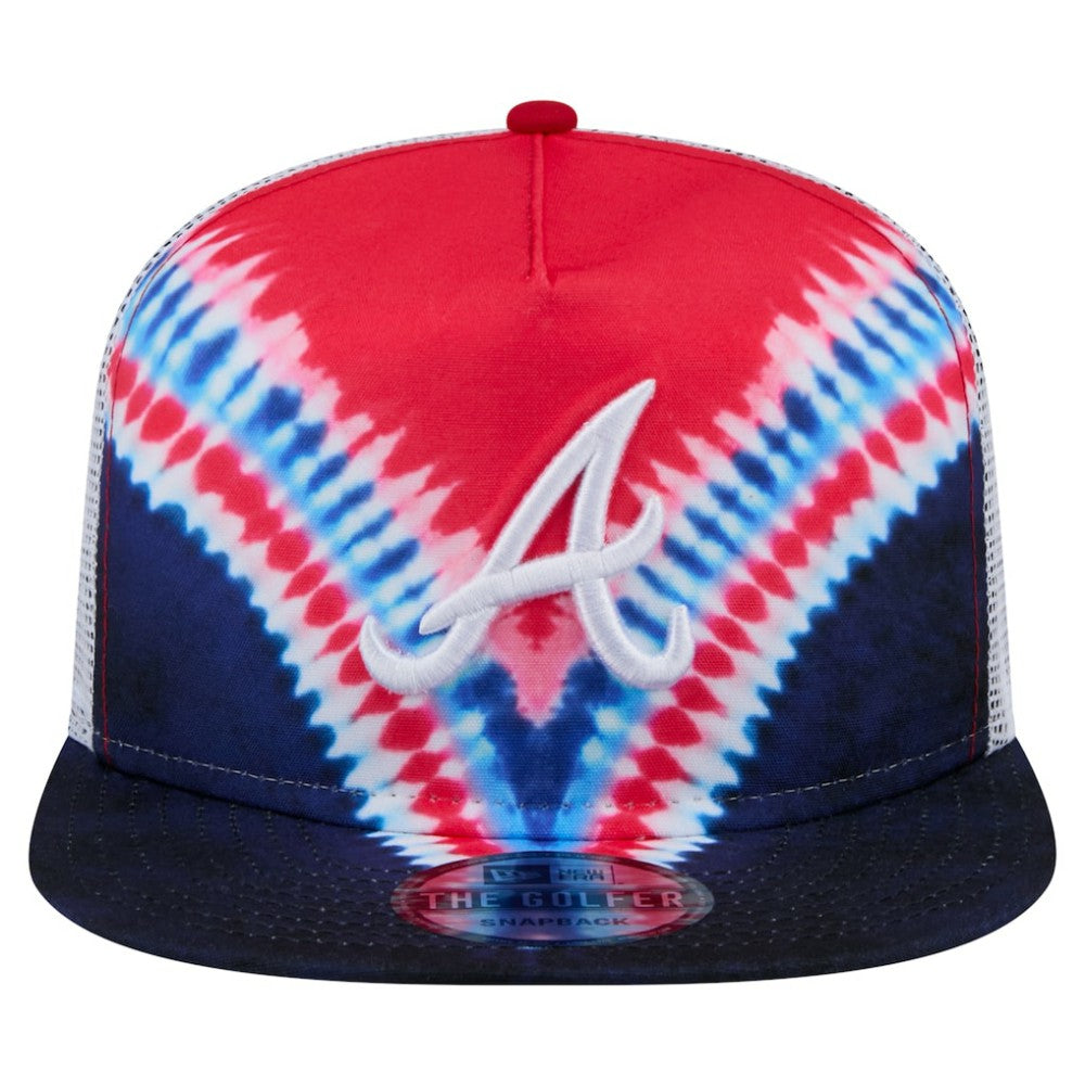 Atlanta Braves New Era Tie-Dye Golfer Trucker Adjustable Hat Hats - MLB