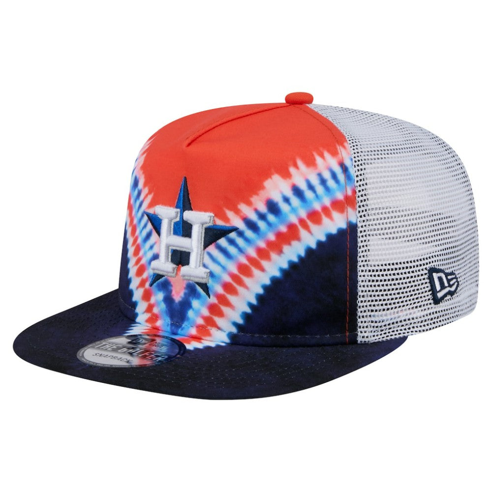 Houston Astros New Era Tie-Dye Golfer Trucker Adjustable Hat Hats - MLB