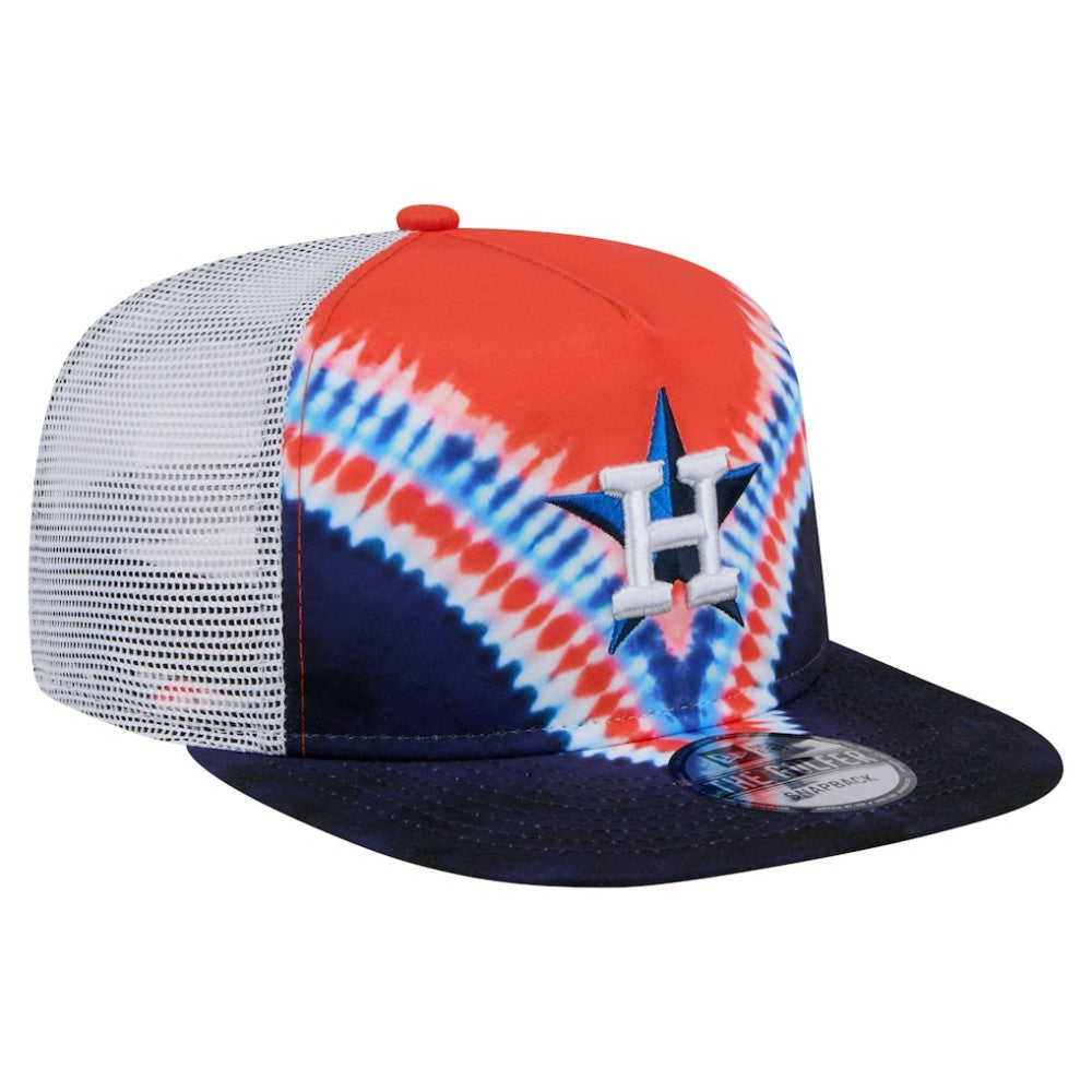Houston Astros New Era Tie-Dye Golfer Trucker Adjustable Hat Hats - MLB