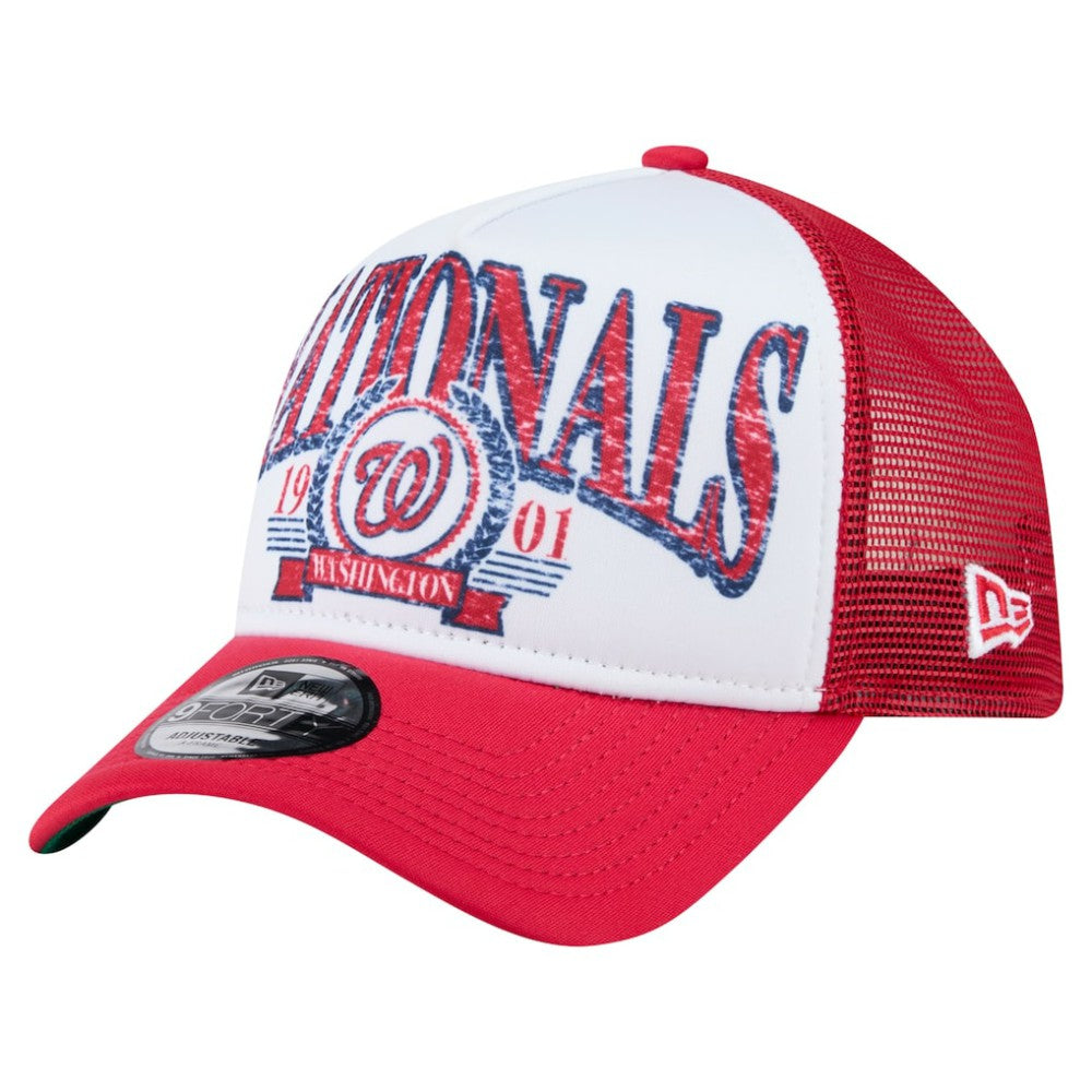 Washington Nationals New Era Distressed 9FORTY A-Frame Adjustable Trucker Hat - MLB