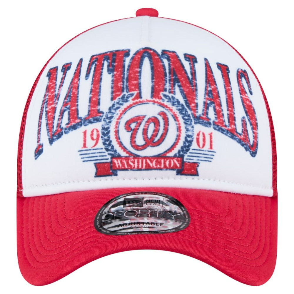 Washington Nationals New Era Distressed 9FORTY A-Frame Adjustable Trucker Hat - MLB