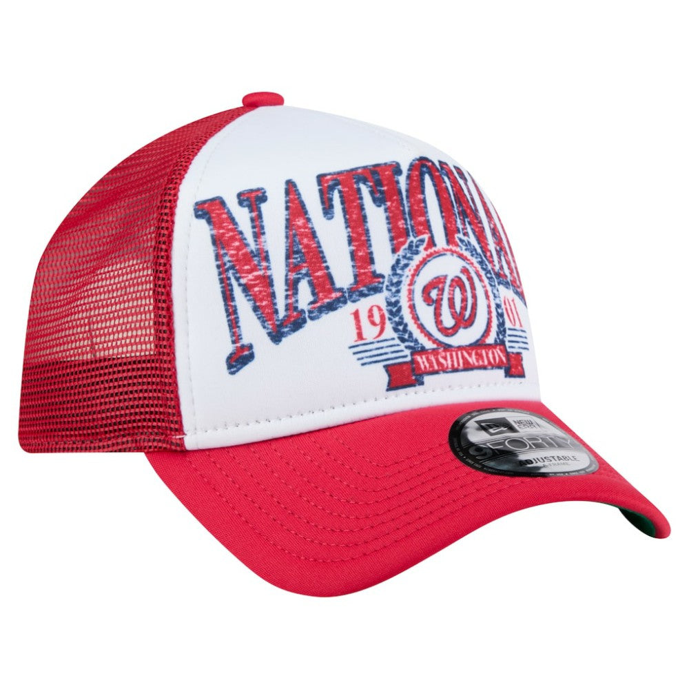 Washington Nationals New Era Distressed 9FORTY A-Frame Adjustable Trucker Hat - MLB