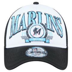 Miami Marlins New Era Distressed 9FORTY A-Frame Adjustable Trucker Hat - MLB
