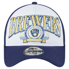 Milwaukee Brewers New Era Distressed 9FORTY A-Frame Adjustable Trucker Hat - MLB