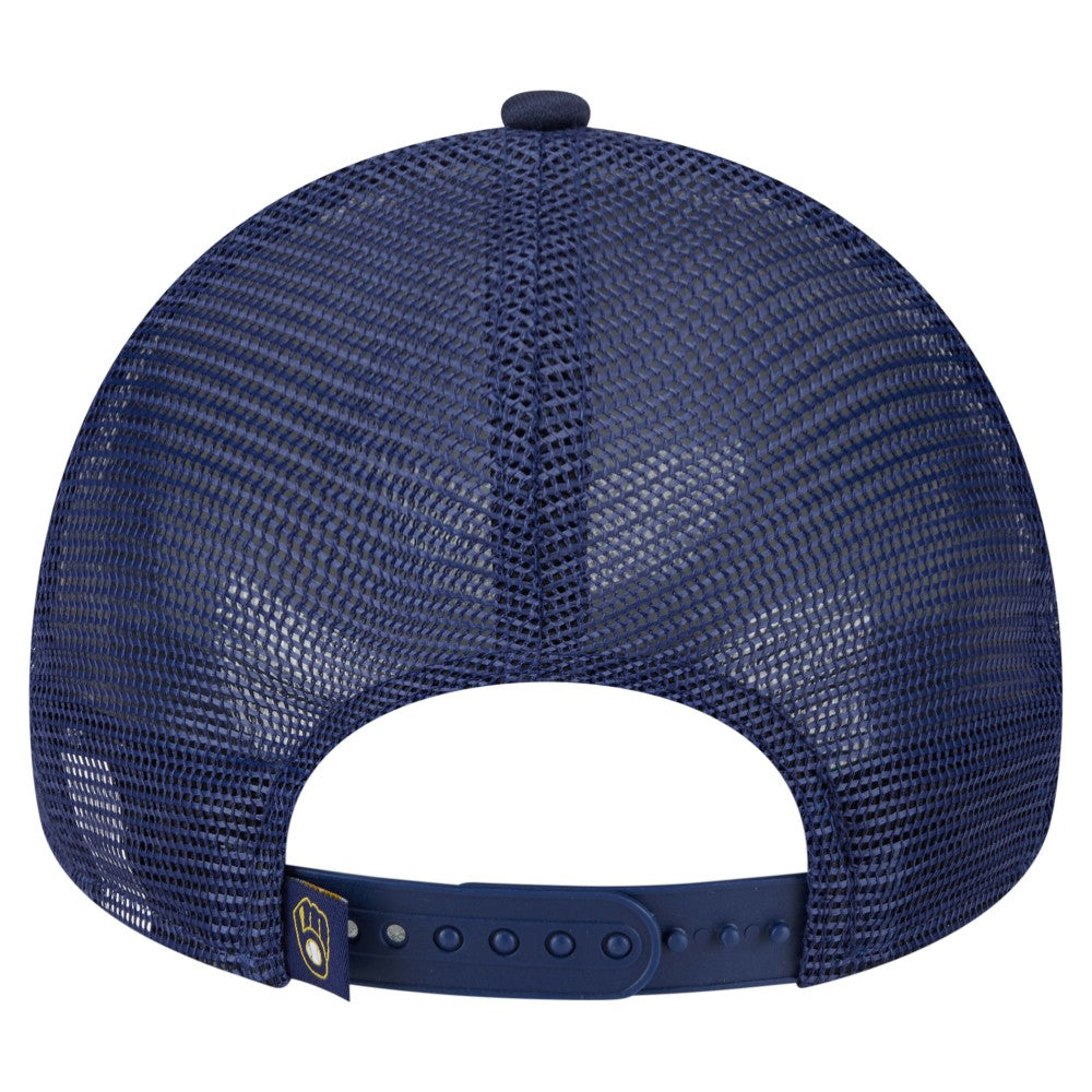 Milwaukee Brewers New Era Distressed 9FORTY A-Frame Adjustable Trucker Hat - MLB