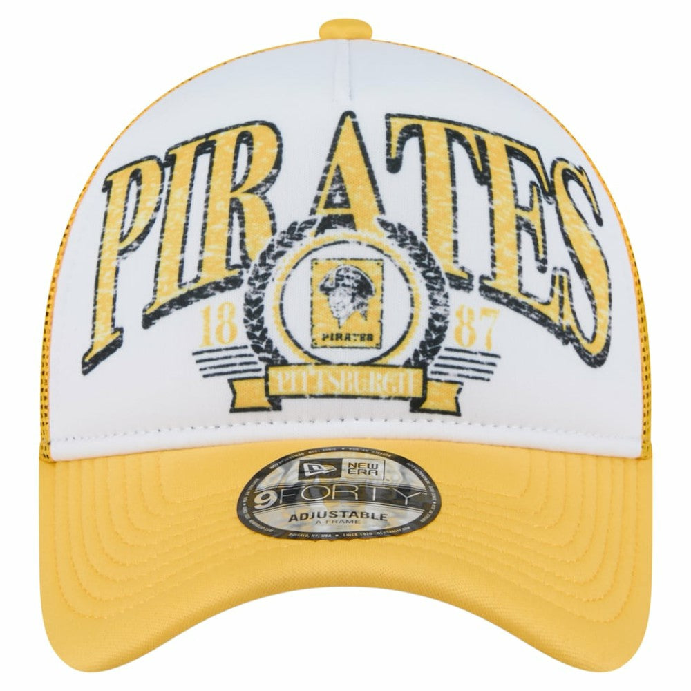 Pittsburgh Pirates New Era Distressed 9FORTY A-Frame Adjustable Trucker Hat - MLB