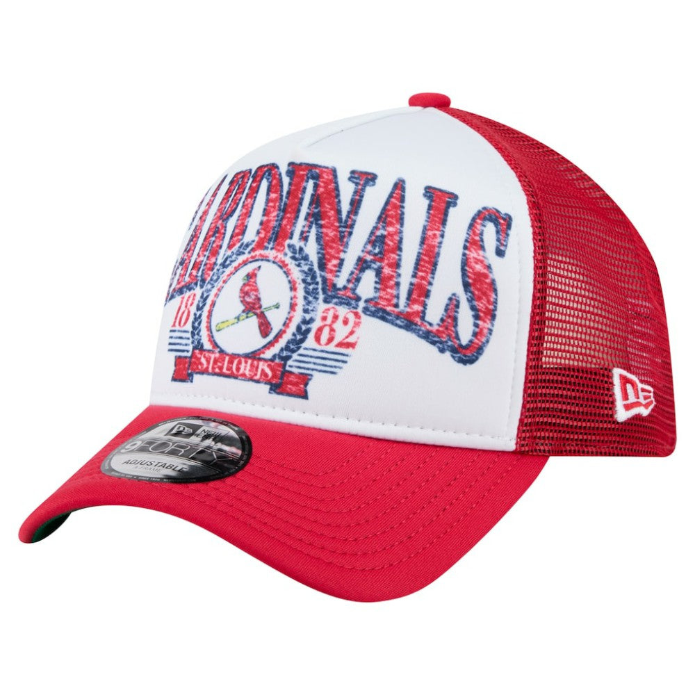 St. Louis Cardinals New Era Distressed 9FORTY A-Frame Adjustable Trucker Hat - MLB