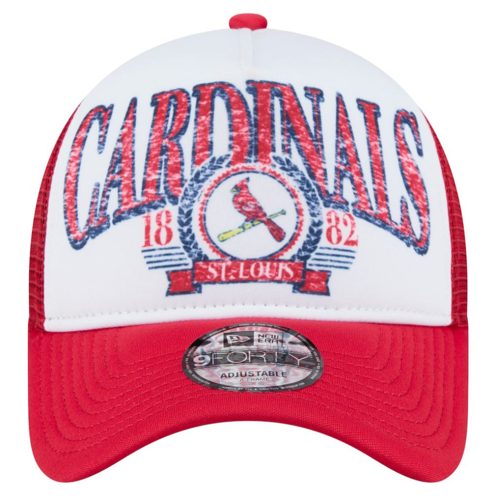 St. Louis Cardinals New Era Distressed 9FORTY A-Frame Adjustable Trucker Hat - MLB