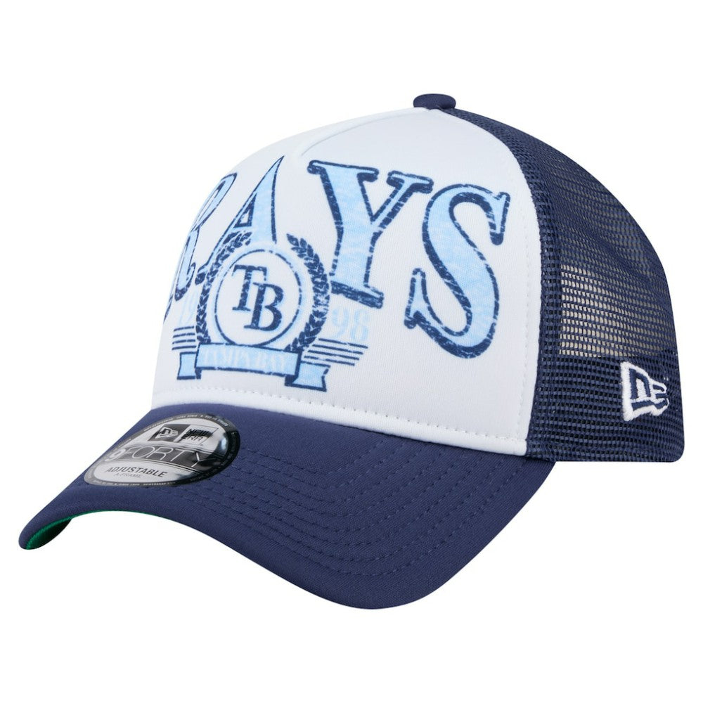 Tampa Bay Rays New Era Distressed 9FORTY A-Frame Adjustable Trucker Hat - MLB