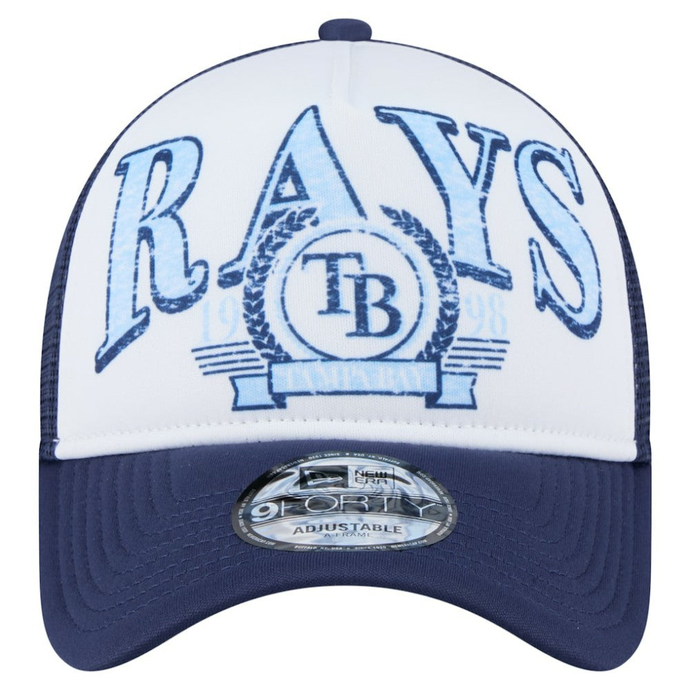 Tampa Bay Rays New Era Distressed 9FORTY A-Frame Adjustable Trucker Hat - MLB