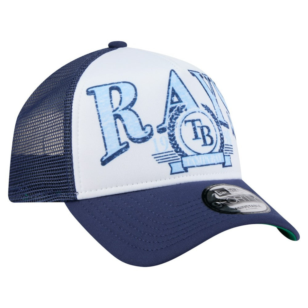 Tampa Bay Rays New Era Distressed 9FORTY A-Frame Adjustable Trucker Hat - MLB