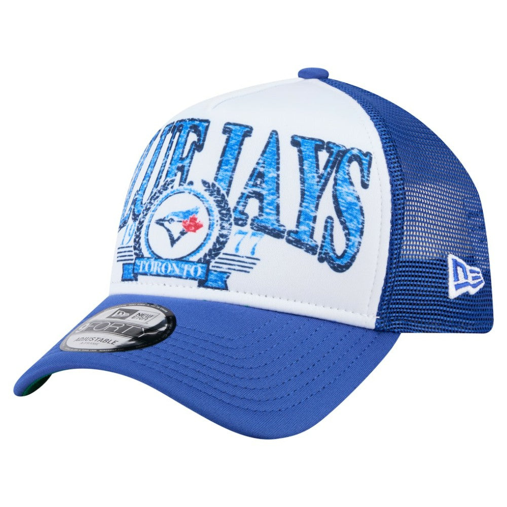 Toronto Blue Jays New Era Distressed 9FORTY A-Frame Adjustable Trucker Hat - MLB