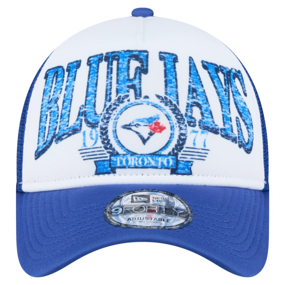Toronto Blue Jays New Era Distressed 9FORTY A-Frame Adjustable Trucker Hat - MLB