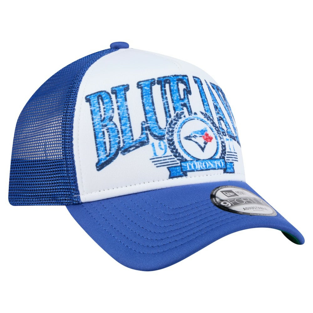 Toronto Blue Jays New Era Distressed 9FORTY A-Frame Adjustable Trucker Hat - MLB