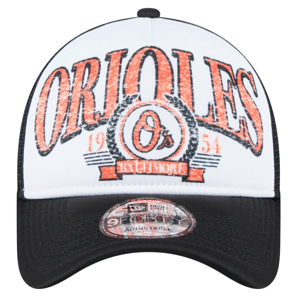 Baltimore Orioles New Era Distressed 9FORTY A-Frame Adjustable Trucker Hat - MLB
