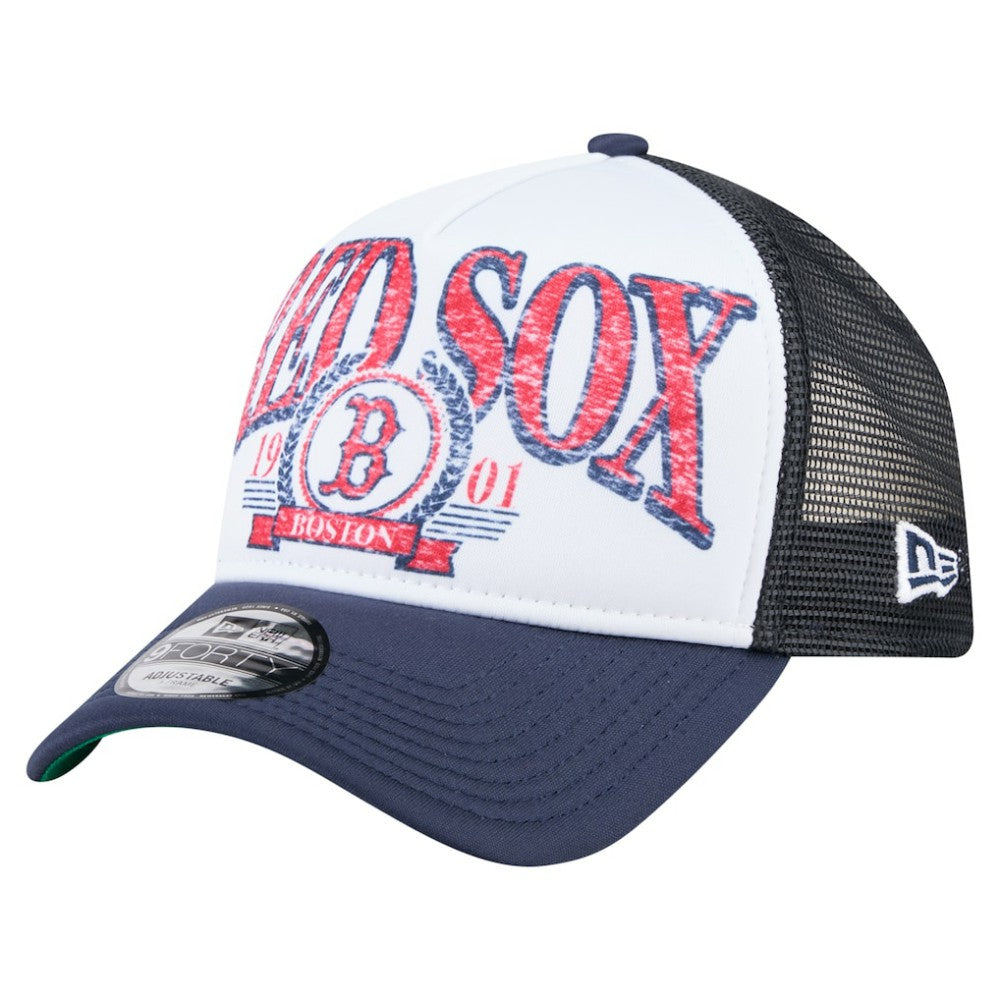 Boston Red Sox New Era Distressed 9FORTY A-Frame Adjustable Trucker Hat - MLB