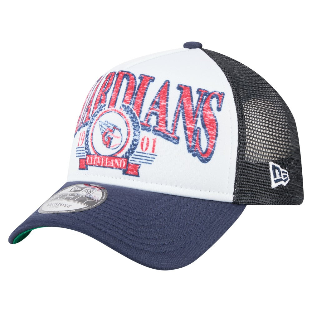 Cleveland Guardians New Era Distressed 9FORTY A-Frame Adjustable Trucker Hat - MLB